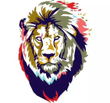 Sticker Mural Lion Africain Coloré - TenStickers
