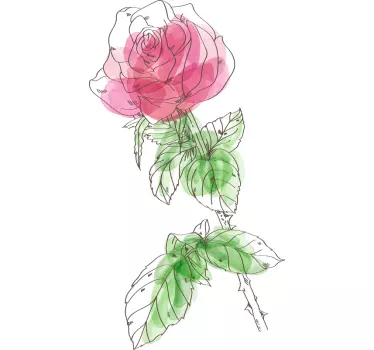 Sticker Mural Rose Aquarellée - TenStickers