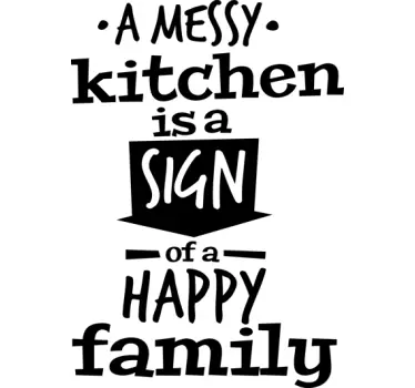 Sticker messy kitchen happy family - TenStickers