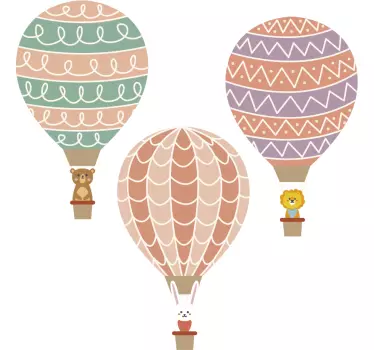 Sticker chambre bébé animaux dans montgolfières - TenStickers