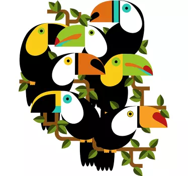 Sticker mural oiseaux tropicaux - TenStickers