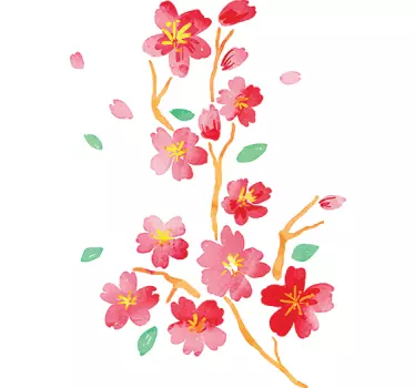 Sticker mural fleurs printemps japonais - TenStickers