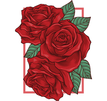 Sticker mural roses rouges encadrées - TenStickers