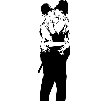 Sticker mural graffiti Banksy policiers anglais - TenStickers