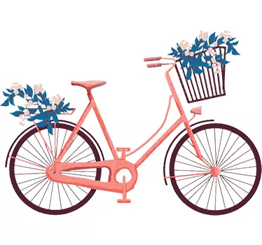 Sticker mural vélo fleurs - TenStickers