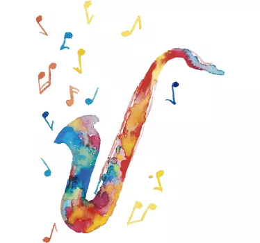 Sticker musique saxophone coloré et notes - TenStickers