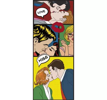 Sticker porte original bisous Pop Art - TenStickers