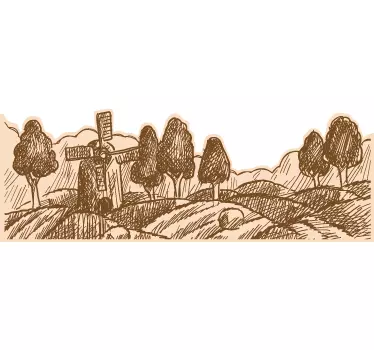 Sticker mural nature paysage de campagne - TenStickers