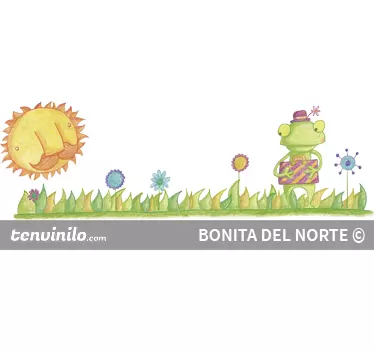 Sticker mural nature personnage grenouille promenade - TenStickers