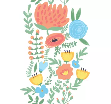 Sticker porte motif floral pastel - TenStickers
