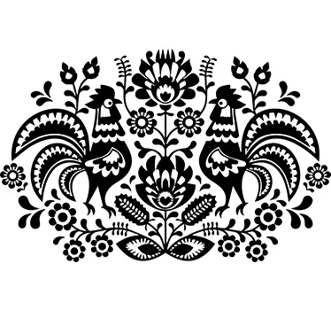 sticker poules entourées de fleurs - TenStickers