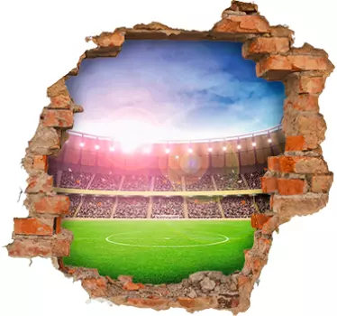 Sticker foot trompe l'œil trou stade de football - TenStickers