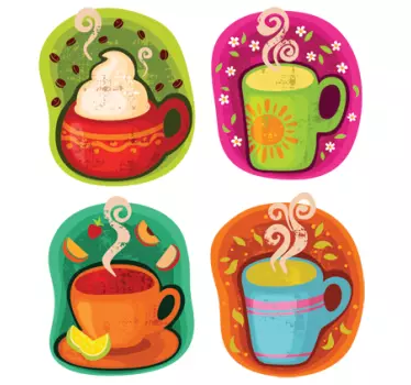 Sticker cuisine tasses à café couleur - TenStickers