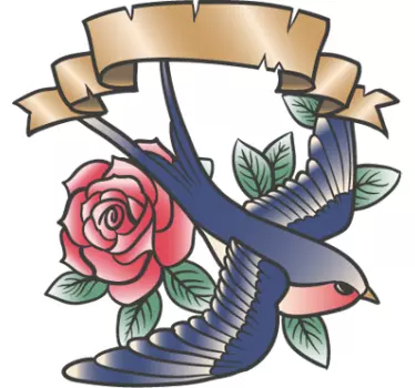 Sticker tattoo oiseau rose légende - TenStickers