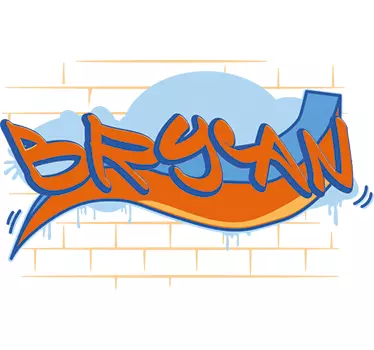 Sticker texte graffiti Bryan - TenStickers