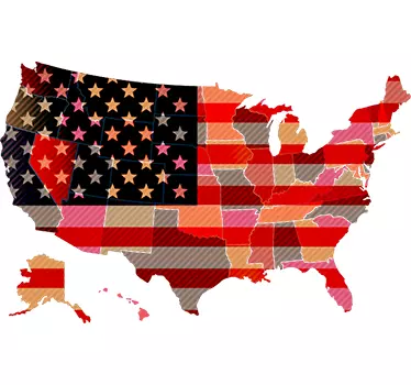 Sticker vintage carte USA - TenStickers