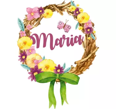 Sticker Chambre Enfant Couronne de fleurs et Prénom - TenStickers