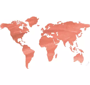 Sticker carte du monde couleur corail - TenStickers
