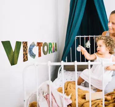 Stickers jungle mural lettres personnalisables - TenStickers