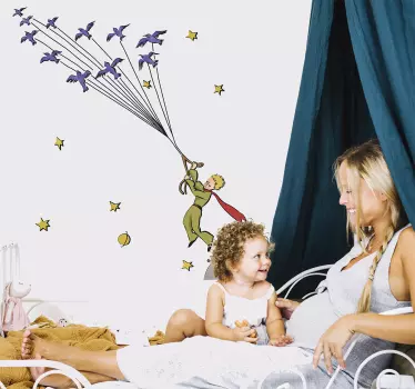 Sticker chambre enfant envol Petit prince coloré - TenStickers
