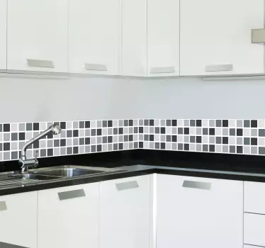 Sticker salle de bain - Frise autocollante carreaux gris - TenStickers