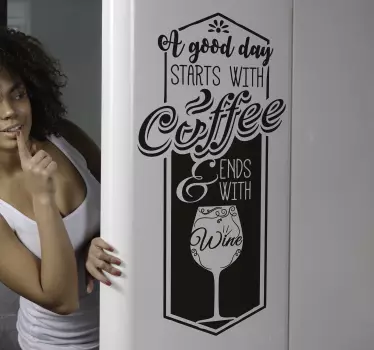 Sticker salle à manger cuisine "A good day starts with coffee" - TenStickers
