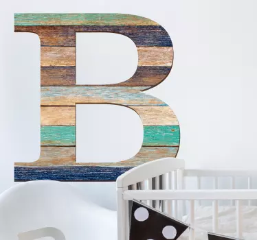 Sticker Chambre Enfant Lettre Texture Effet Bois - TenStickers