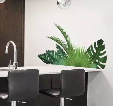 Sticker mural salon jungle feuilles tropicales - TenStickers