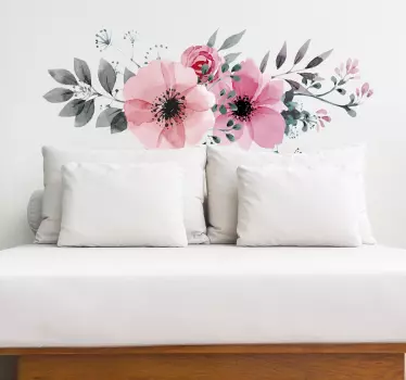 Sticker mural salon fleurs roses - TenStickers
