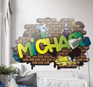 Sticker graffiti avec briques personnalisable - TenStickers