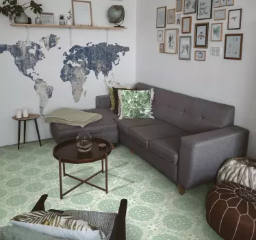 Autocollant mural texture bleu carte du monde - TenStickers