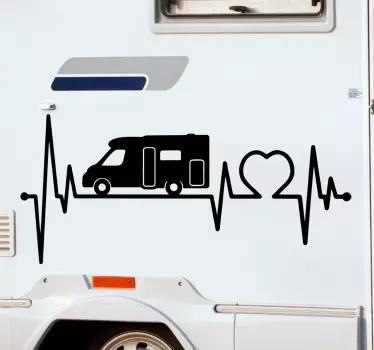 Sticker camping car cardiogramme - TenStickers