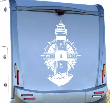 Sticker camping car marin phare et boussole - TenStickers
