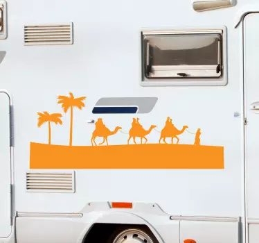 Autocollant camping car chameaux dans le désert - TenStickers