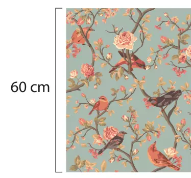 Sticker Mural floral branches fleurs oiseaux - TenStickers