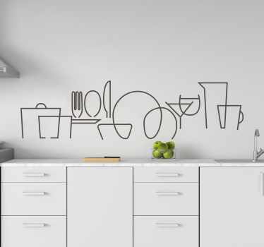 Sticker cuisine motif ustensiles - TenStickers