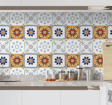 Sticker cuisine carreaux multicolores - TenStickers
