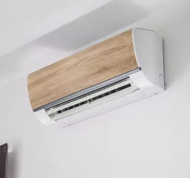 Sticker mural salon climatiseur beige imitation bois - TenStickers