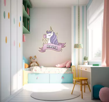Sticker chambre enfant licorne personnalisable - TenStickers