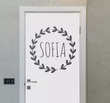 Sticker porte couronne cœurs personnalisée - TenStickers