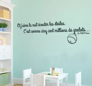 Sticker chambre enfant citation en français Petit Prince étoiles - TenStickers