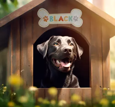 Sticker chien prénom pour niche personnalisable - TenStickers