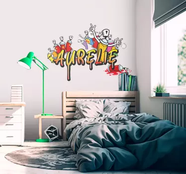 Sticker prénom graffiti avec bombe aérosol - TenStickers