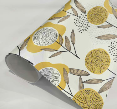 Sticker motif floral abstrait jaune - TenStickers