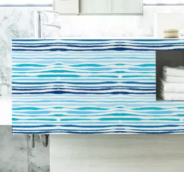 Sticker meuble Ikea salle de bain vagues bleues abstraites - TenStickers