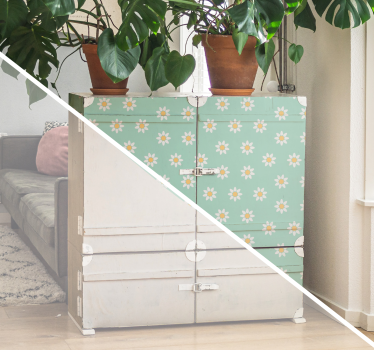 Papier adhésif meuble motif marguerites - TenStickers
