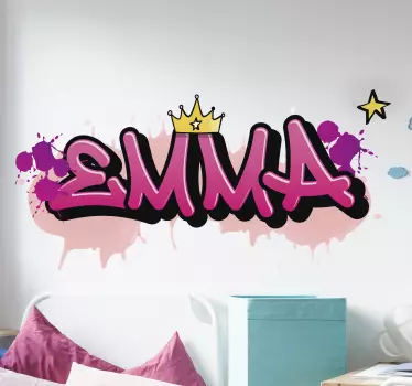 Sticker graffiti chambre enfant personnalisé pour les filles - TenStickers
