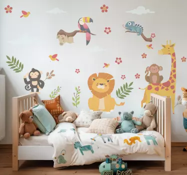 Sticker animaux jungle joyeux - TenStickers