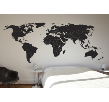 Sticker carte du monde planisphère frontières - TenStickers