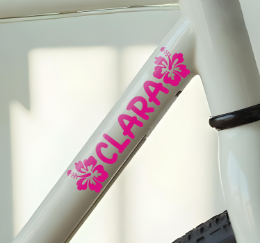 Sticker vélo fleurs hawaïennes roses - TenStickers